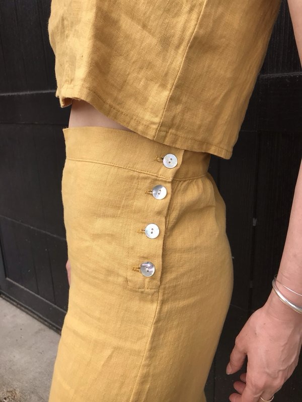 Sugar Candy Mountain Wide Leg Calla 100% Linen Pants In Camel Size Medium — image 2 of 7